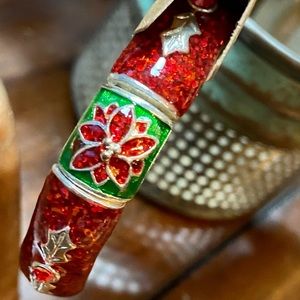 Vintage Red and Green Linked Charm Christmas Bracelet